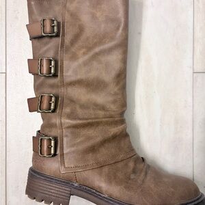 Blowfish Tan Buckle Moto Boots